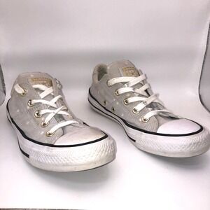 Converse Chuck Taylor All Star Low Grey Polka Dot Gold Glitter Sneaker 560689C 6